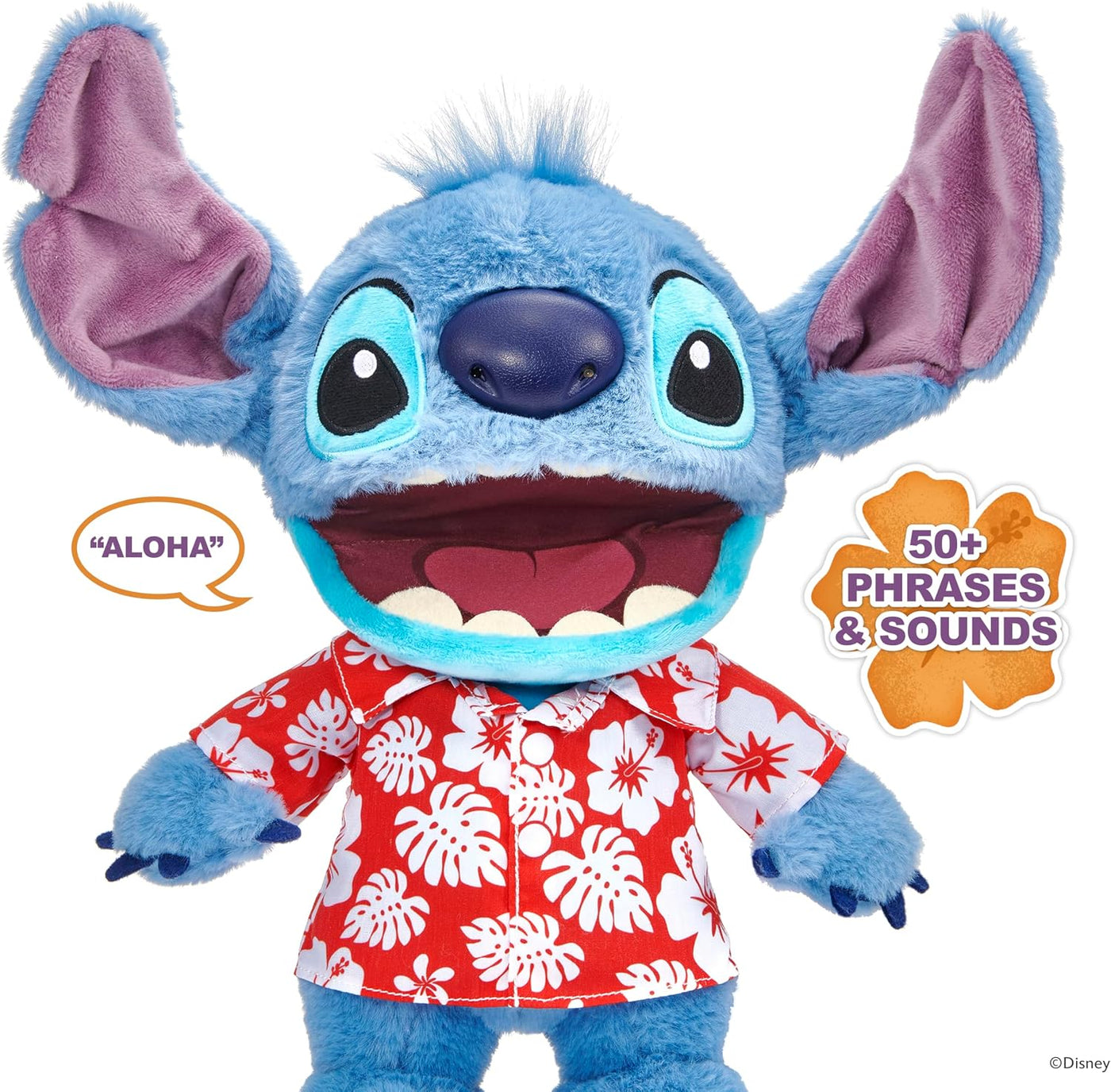 Disney ¡Guau! Stuff Hawaiian Chatty Stitch Deluxe Puppetronic | Pun...