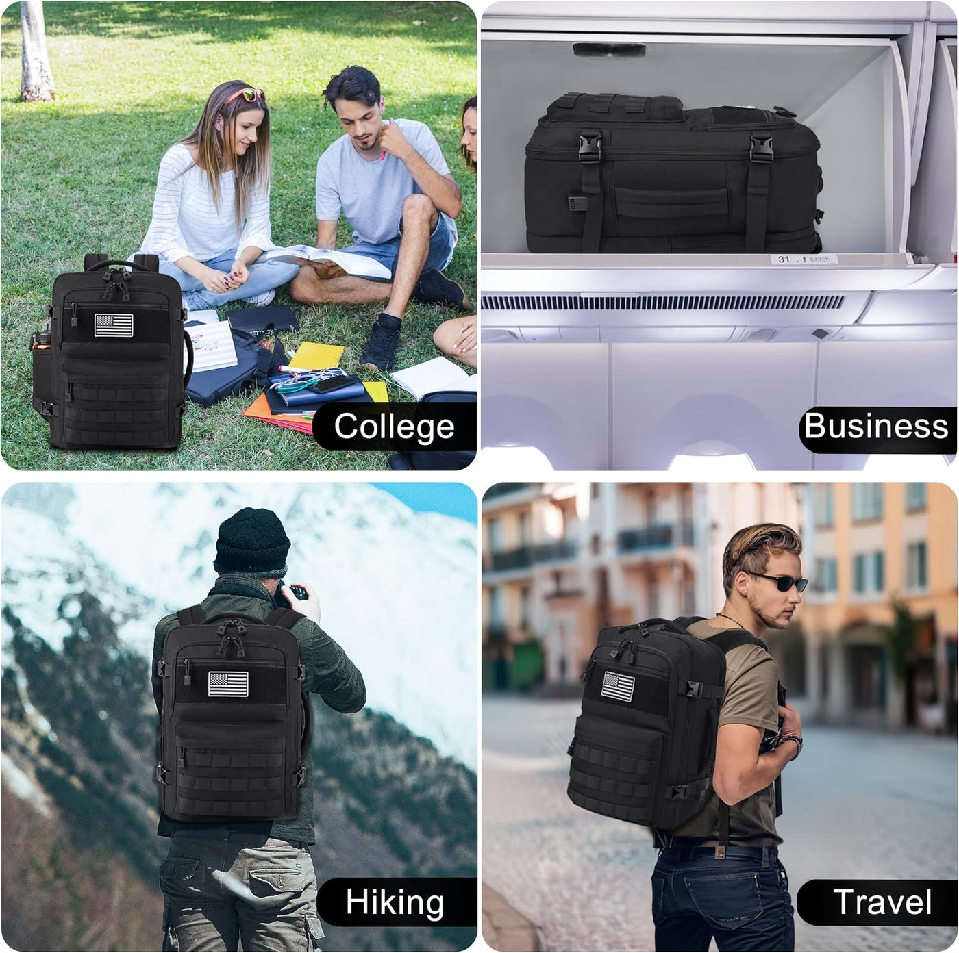 MOZETO Mochila de mano aprobada por la TSA, mochila de viaje táctic...