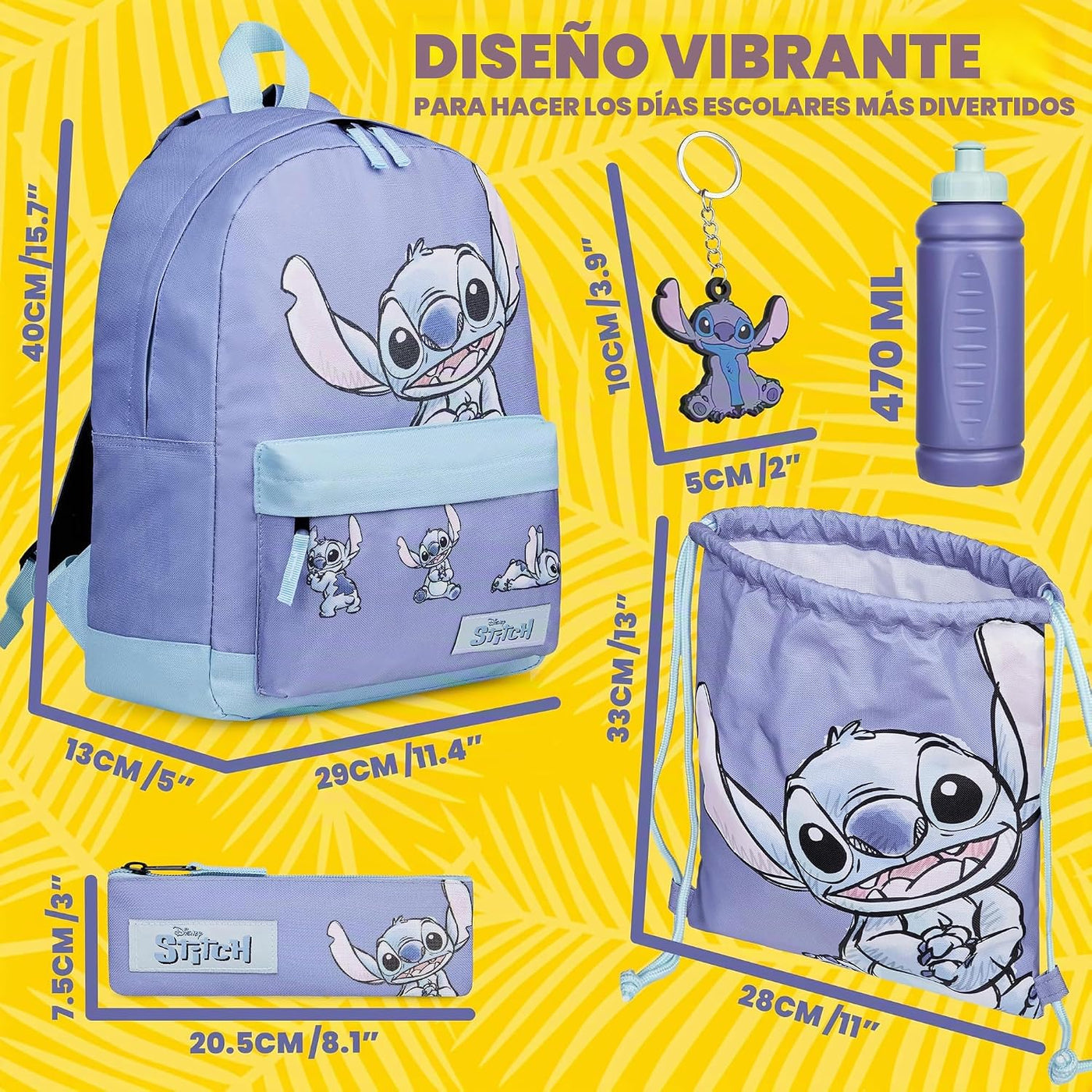 Disney Stitch - Mochila de 5 piezas, regalos para niñas, niños con...