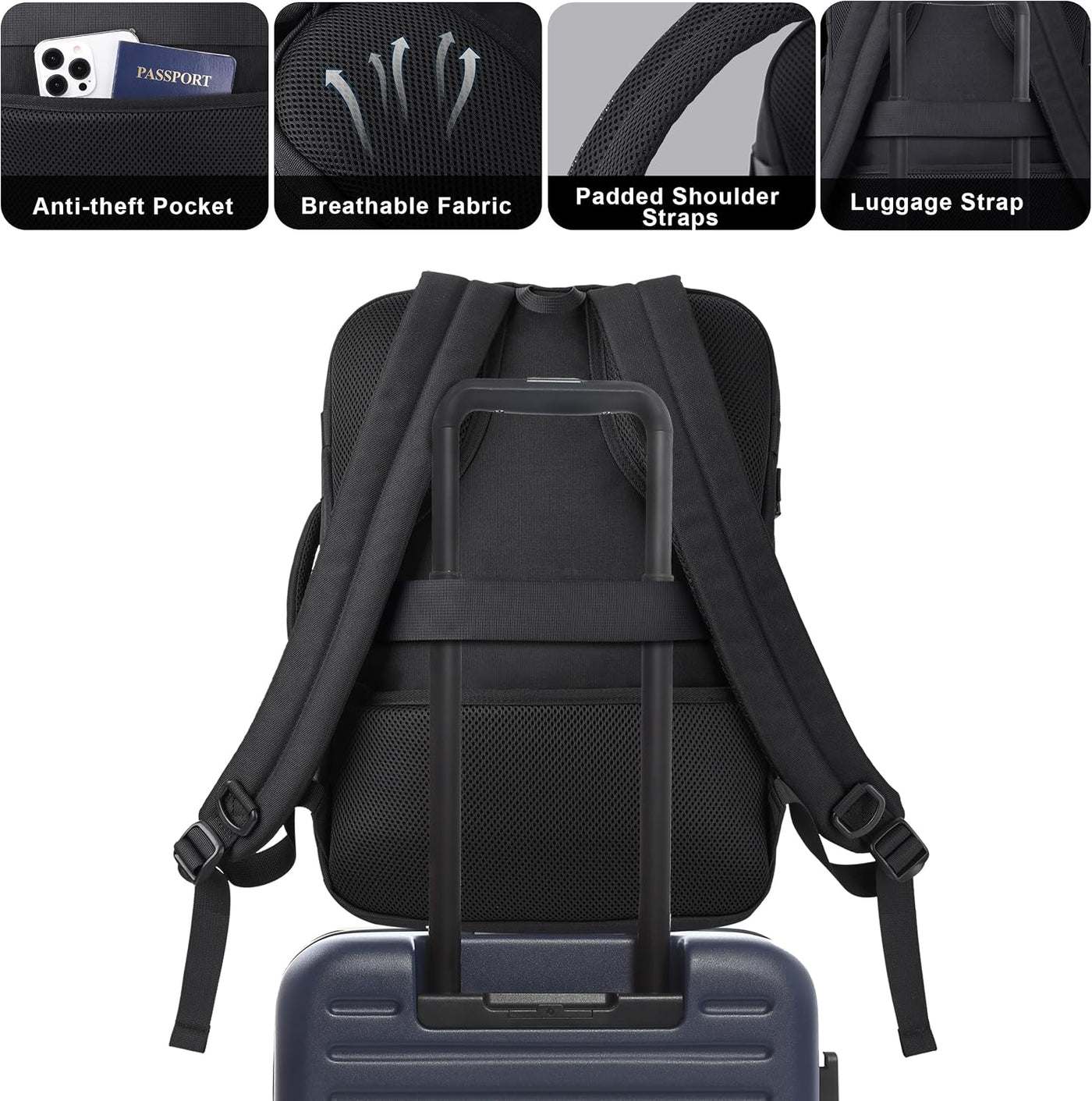 MOZETO Mochila de mano aprobada por la TSA, mochila de viaje táctic...