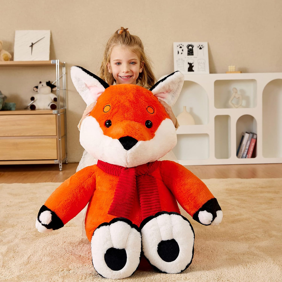 EARTHSOUND Juguete de peluche de zorro gigante, 30 pulgadas, grande...
