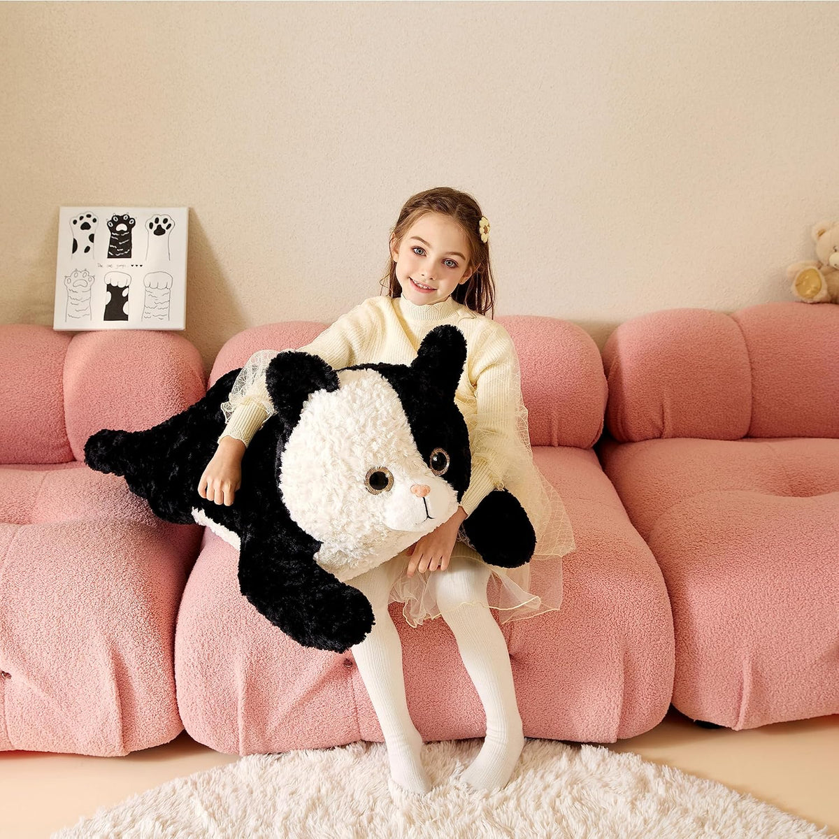 Tumyay - Animal de peluche gigante de gato de felpa suave, juguete...