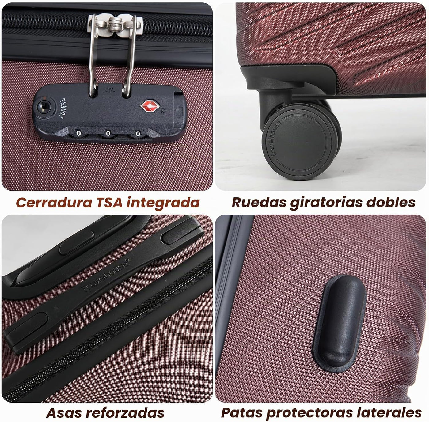 Travelhouse Juego de equipaje, maletas rígidas expandibles de 24 pu...