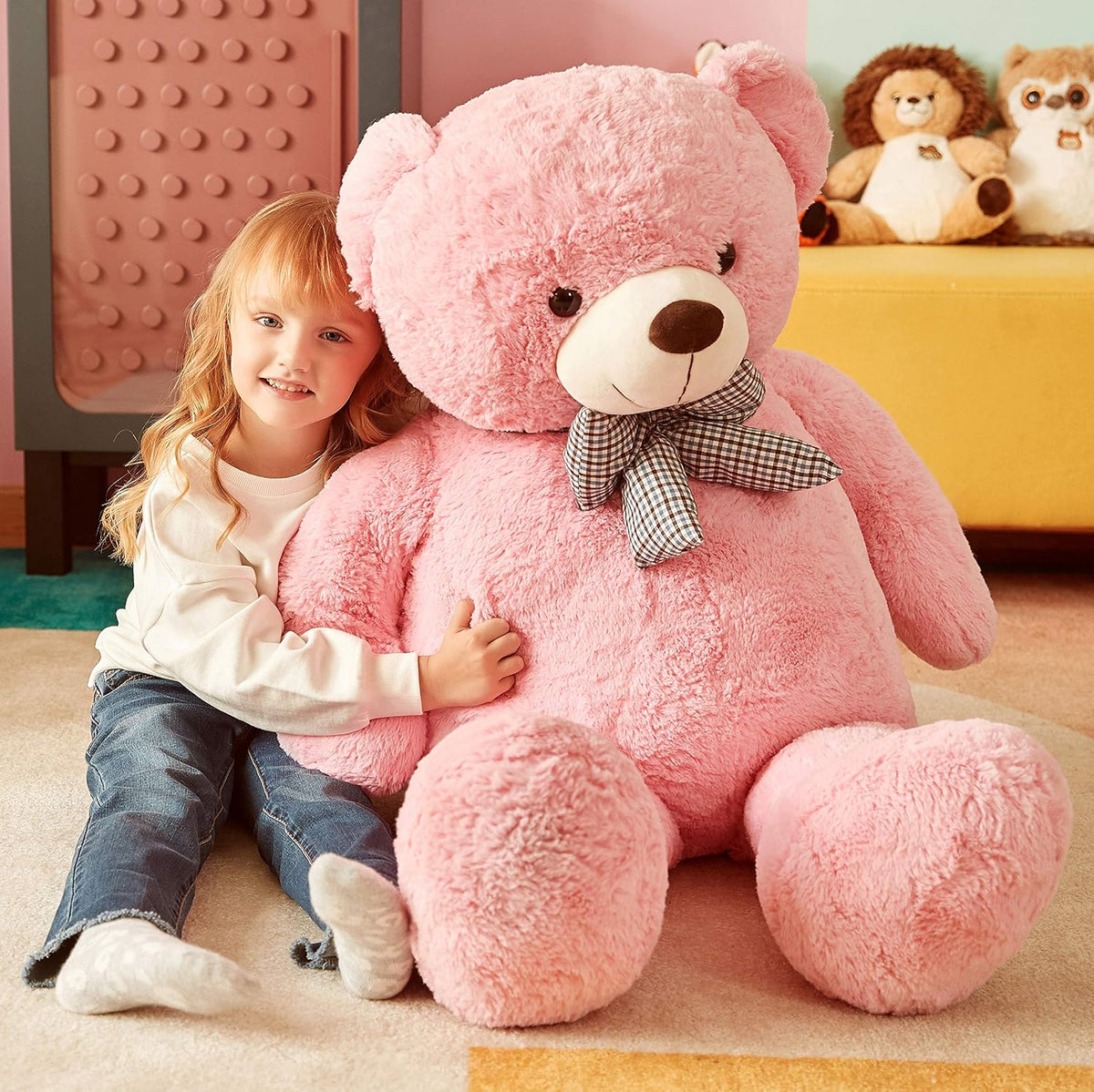 IKASA - Oso de peluche gigante, animales de juguete (Rosa, 47 pulga...