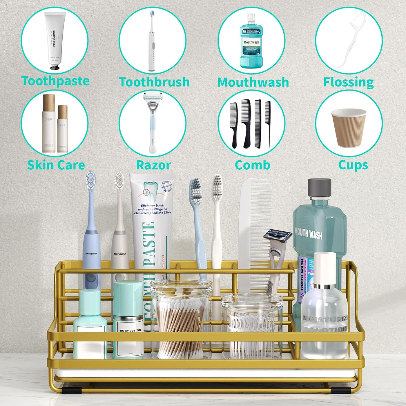 HapiRm Portacepillos de dientes para baño, organizador de encimera...