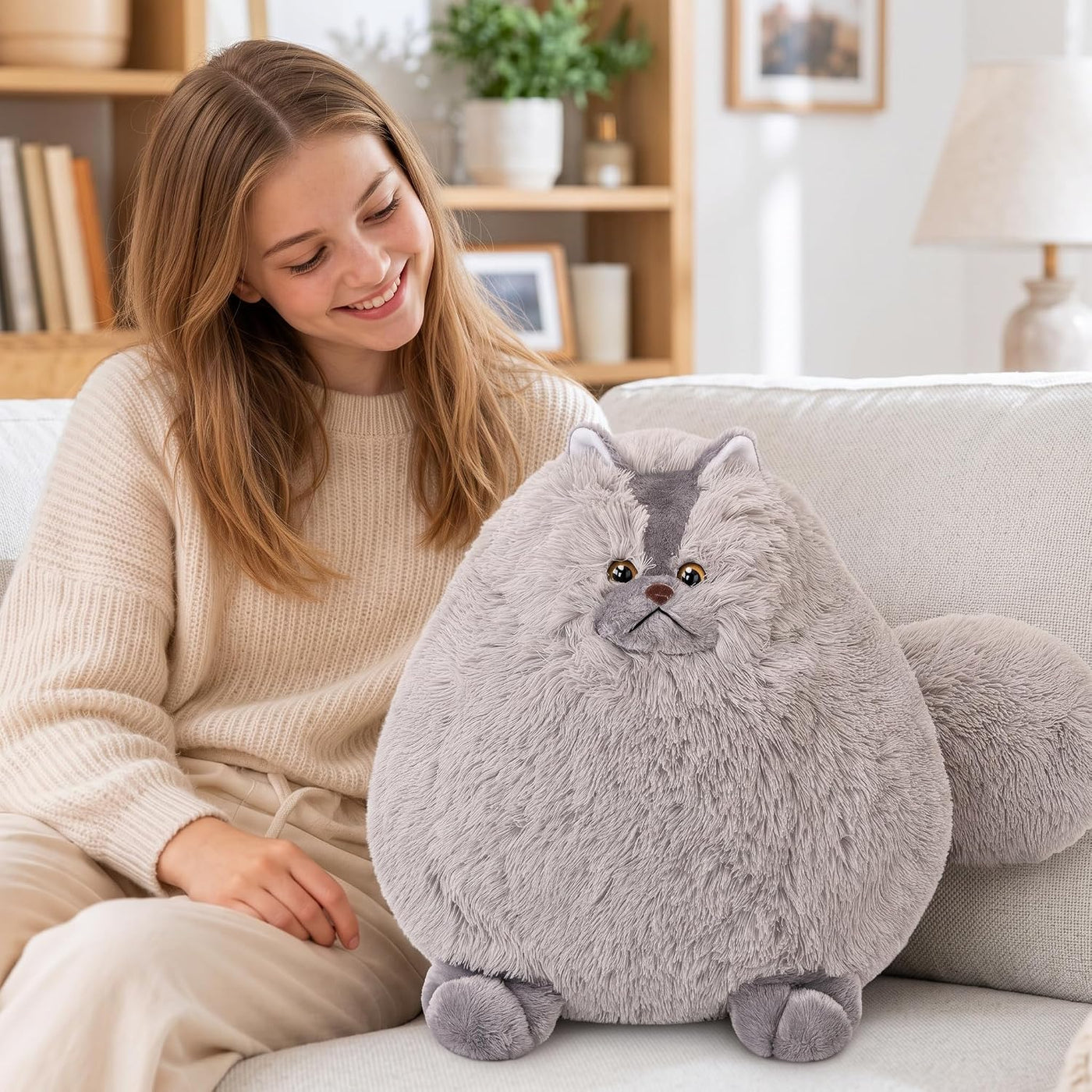 Winsterch - Peluche de gato gris gigante, 20 pulgadas | Lindo jugue...