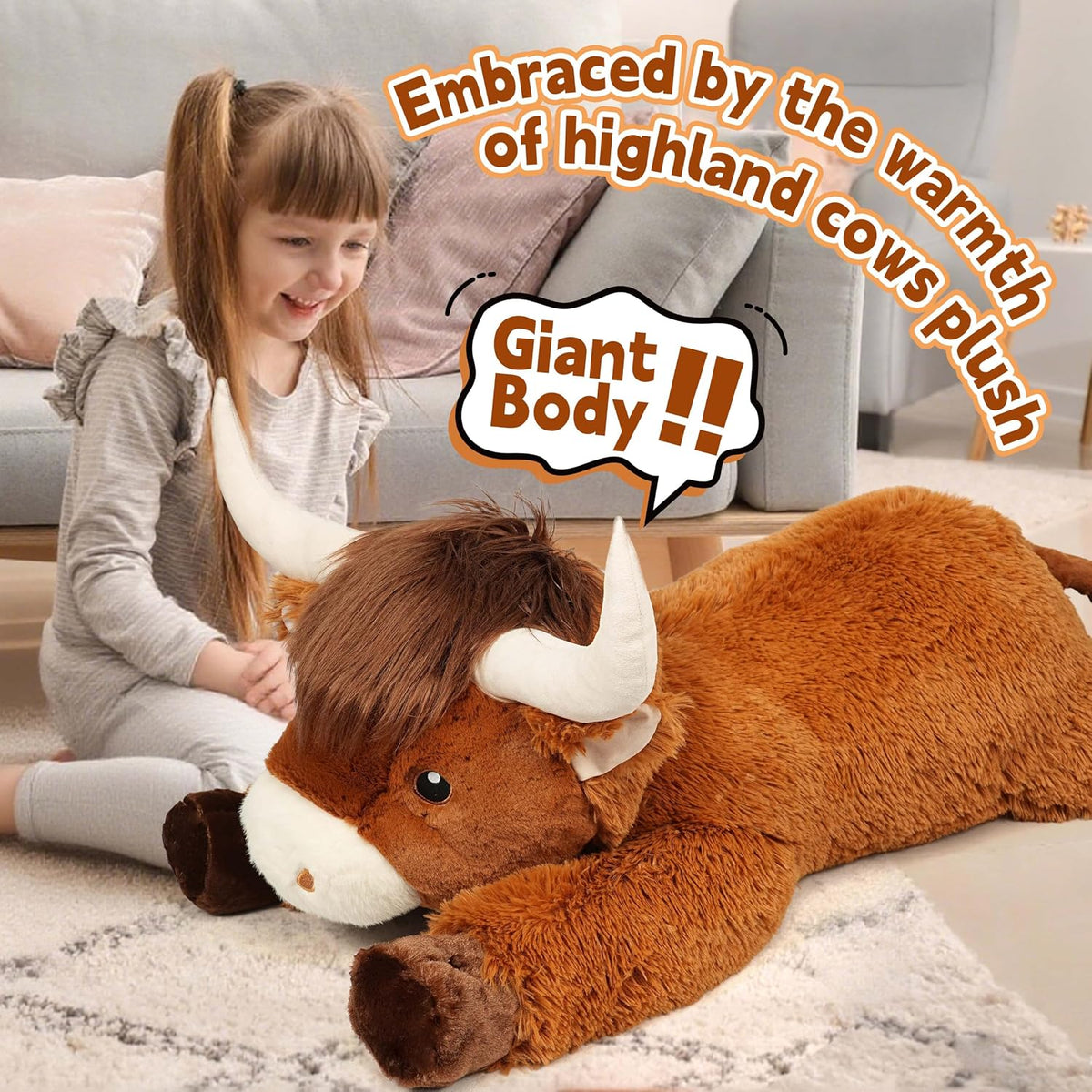 Ksidzas - Peluche gigante de vaca de las Highlands de 39 pulgadas,...
