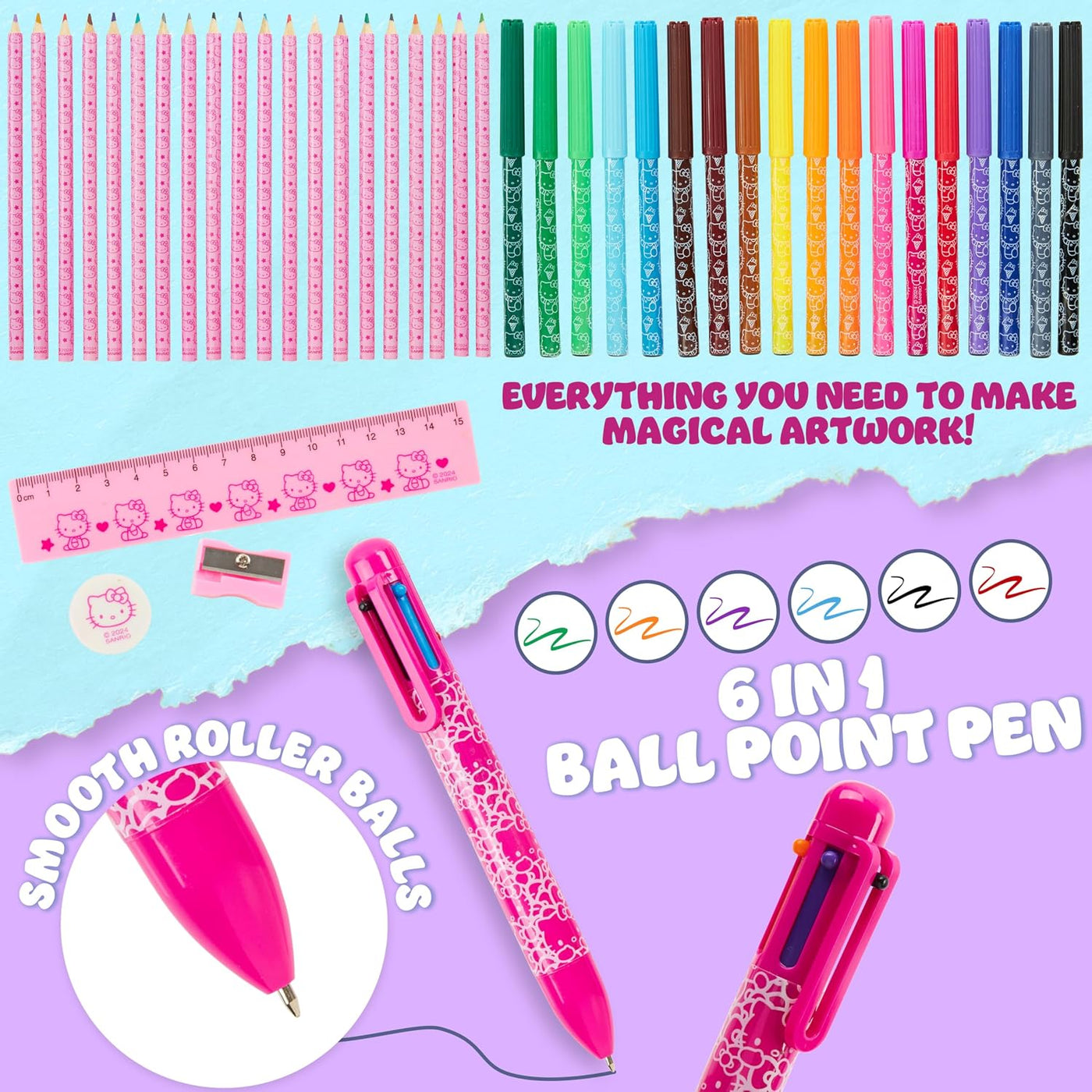 Hello Kitty Sanrio - Estuche para lápices de colores para niños, ma...