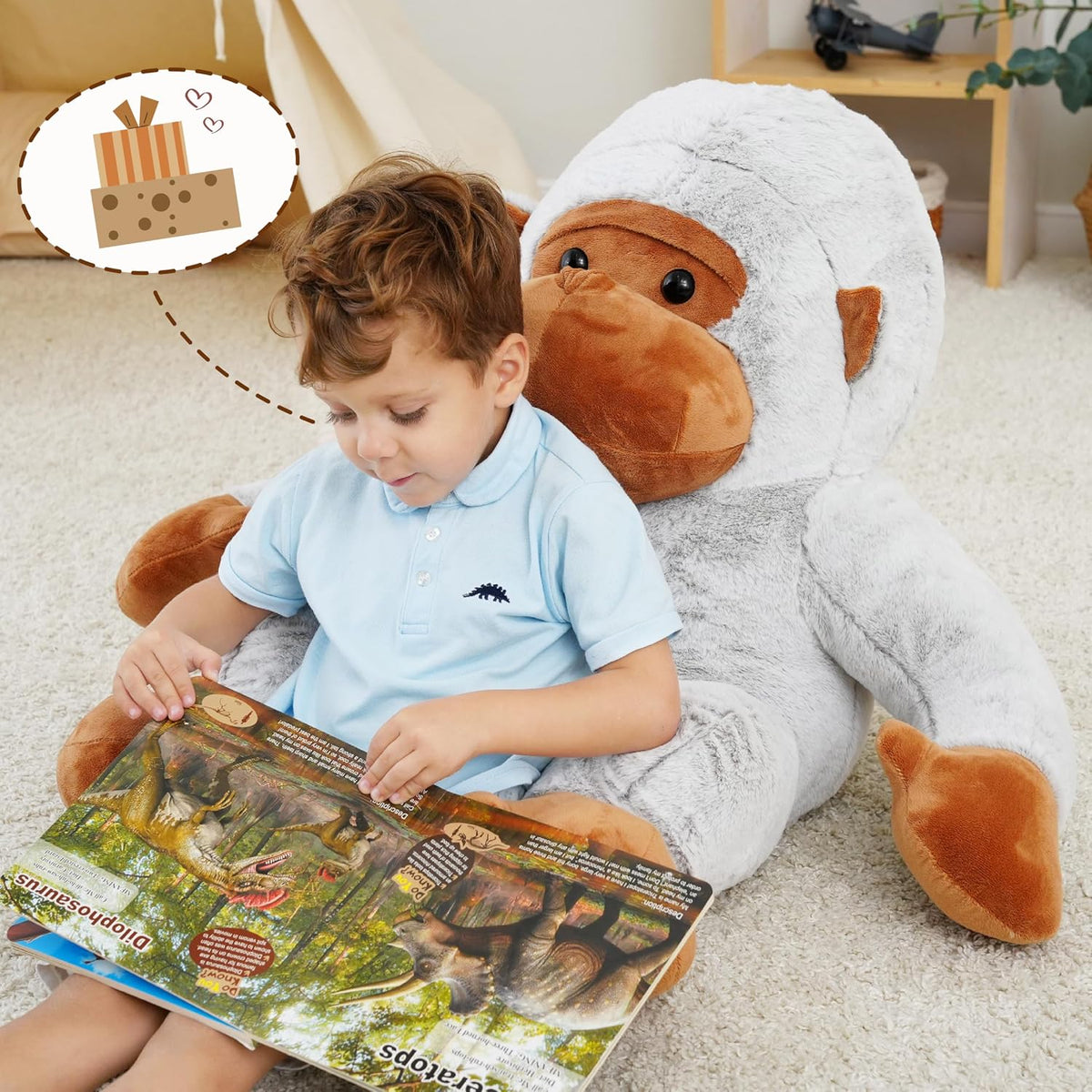Jrystar Gorila gigante de peluche, juguetes de peluche grandes de g...