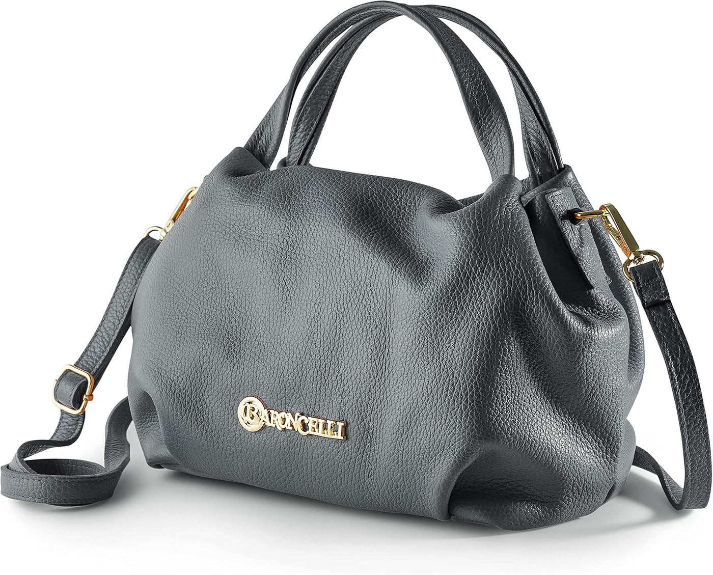 Bandolera Baroncelli de cuero italiano, de piel suave auténtica de tamaño mediano