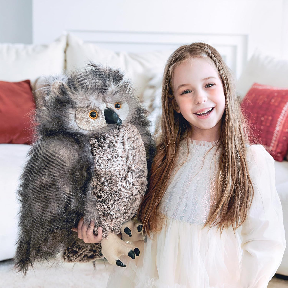 IKASA Juguete de peluche realista de búho gigante, 17 pulgadas, gra...