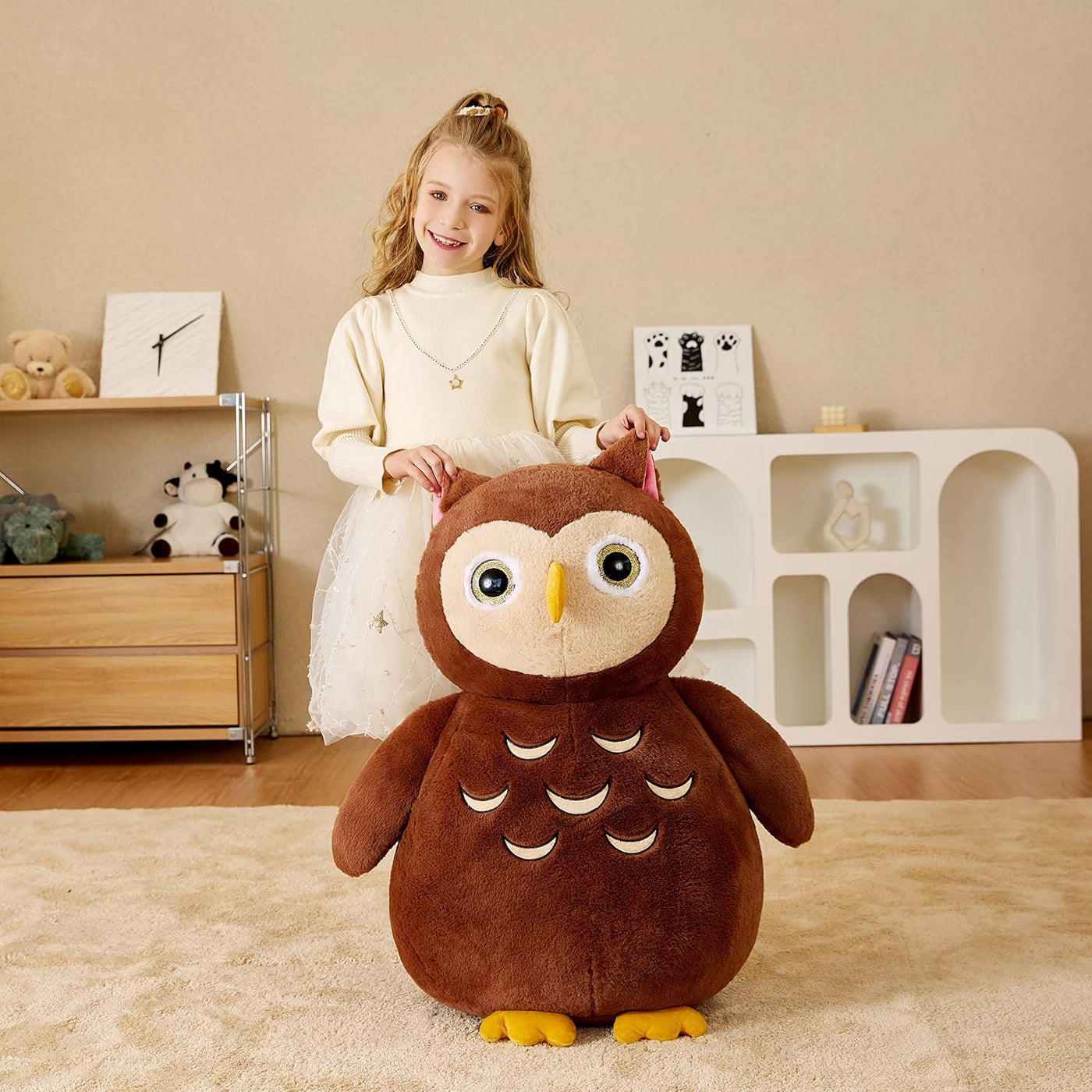 EARTHSOUND Peluche Gigante de Búho de Felpa, 23 Pulgadas de Tamaño...