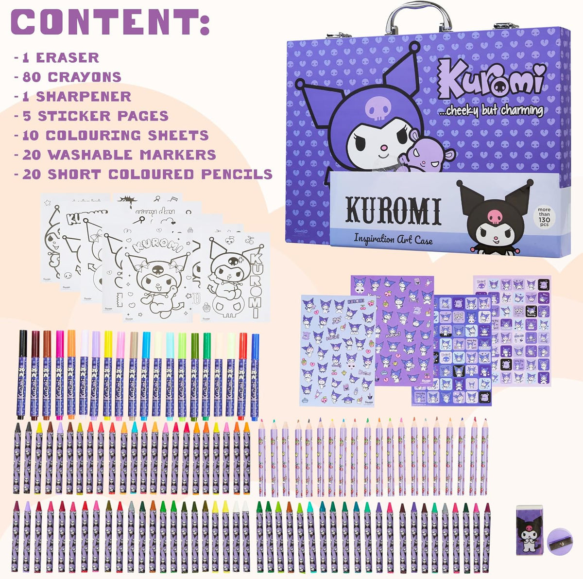 Hello Kitty Sanrio Kuromi - Suministros de arte para niños, lápices...