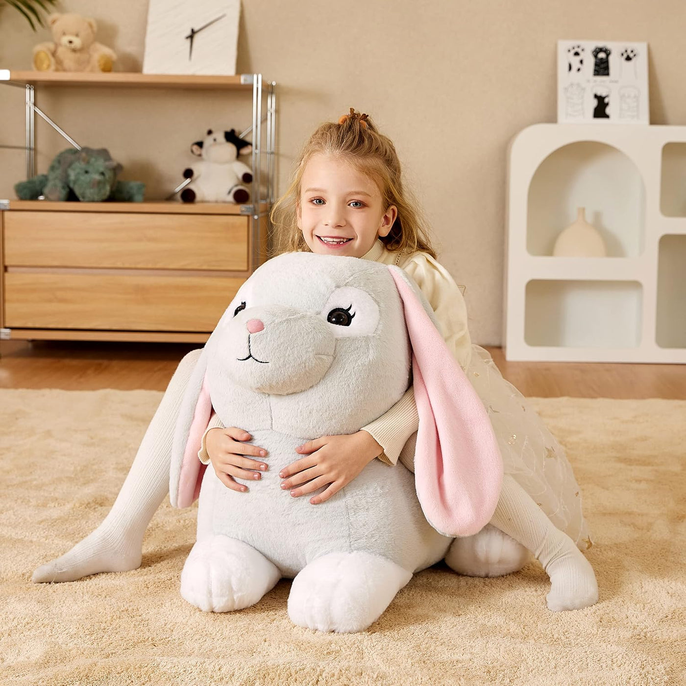 EARTHSOUND Juguete de peluche de conejo gigante, conejito realista...