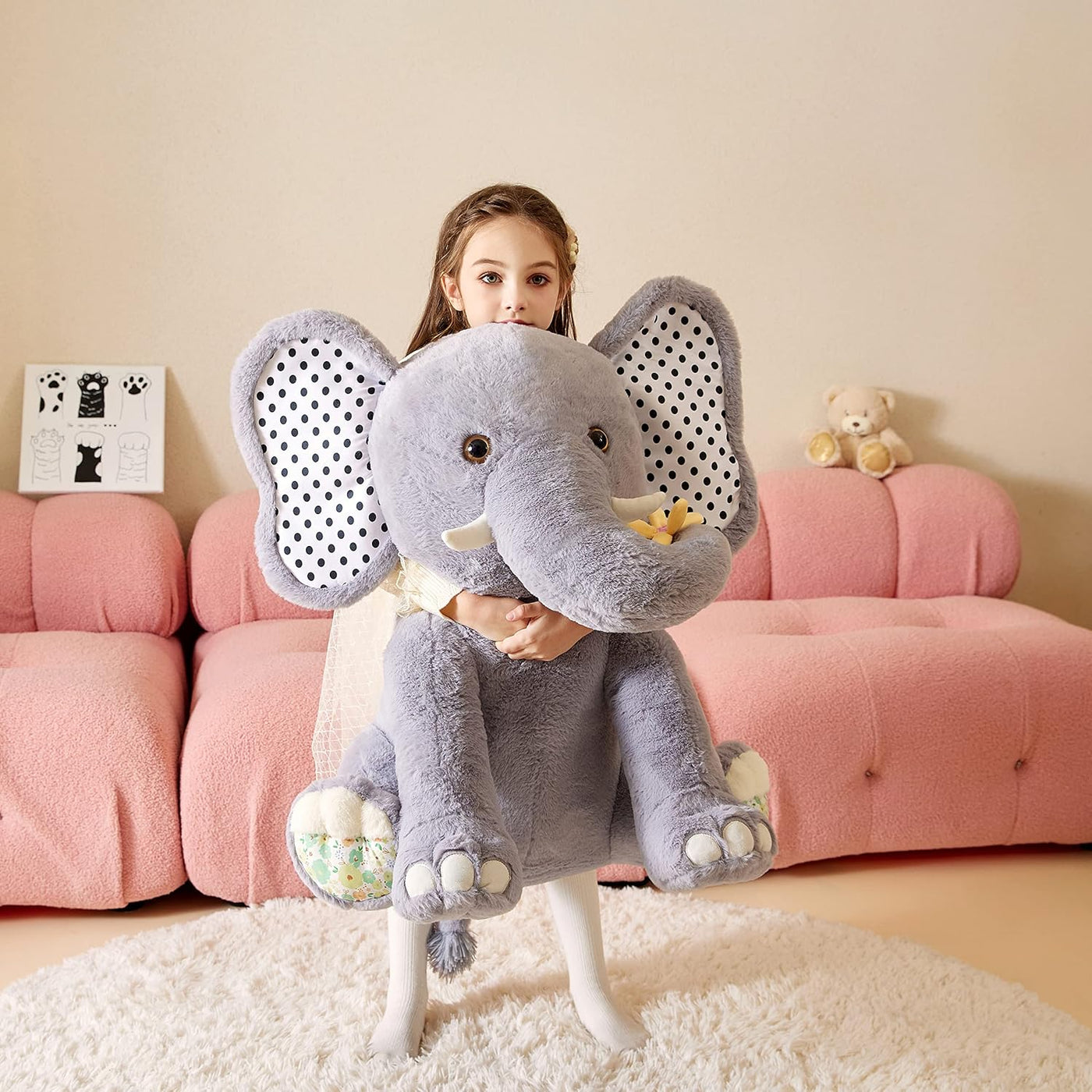 Tumyay Juguete de peluche de elefante gigante, juguete suave, grand...