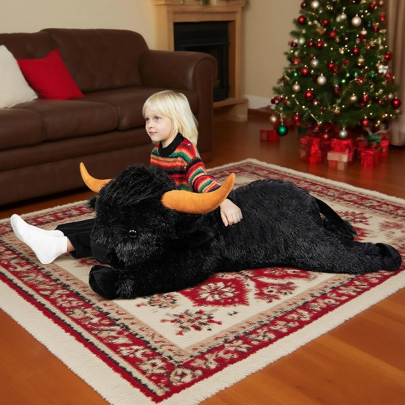 WDXDSOB Peluche de Vaca Highland Gigante Negra de 38.5 Pulgadas - A...