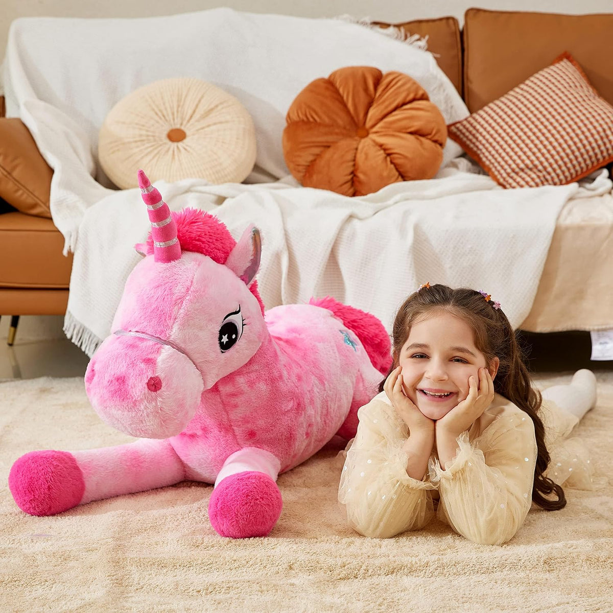 IKASA Peluche de unicornio gigante de 43 pulgadas, juguete de peluc...