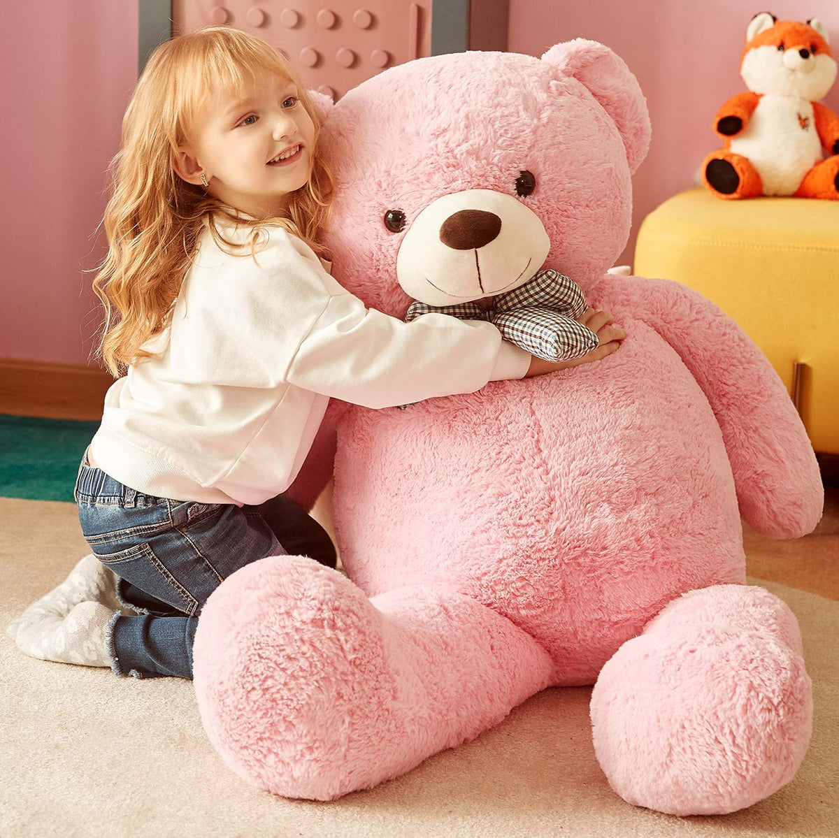 IKASA - Oso de peluche gigante, animales de juguete (Rosa, 47 pulga...