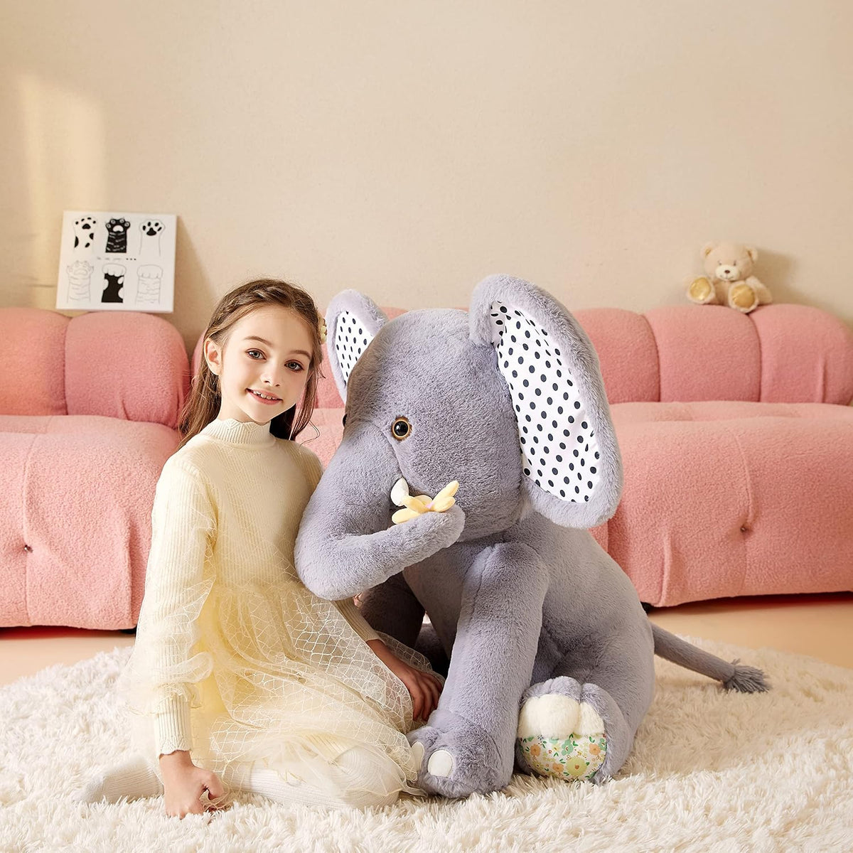 Tumyay Juguete de peluche de elefante gigante, juguete suave, grand...