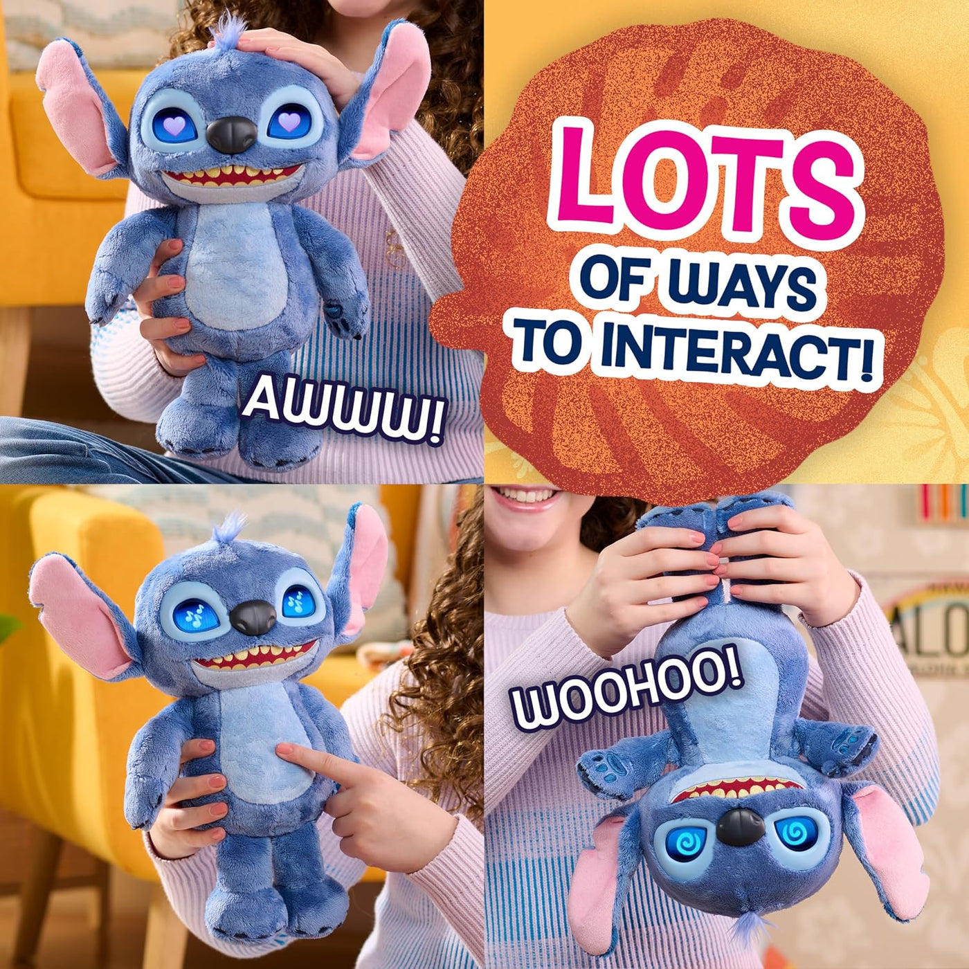 Disney Stitch Just Play Many Moods - Peluche interactivo de 14 pulg...