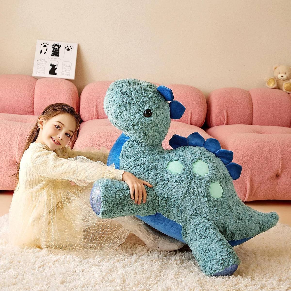 Tumyay Animal de peluche gigante de Stegosaurus de felpa suave, jug...