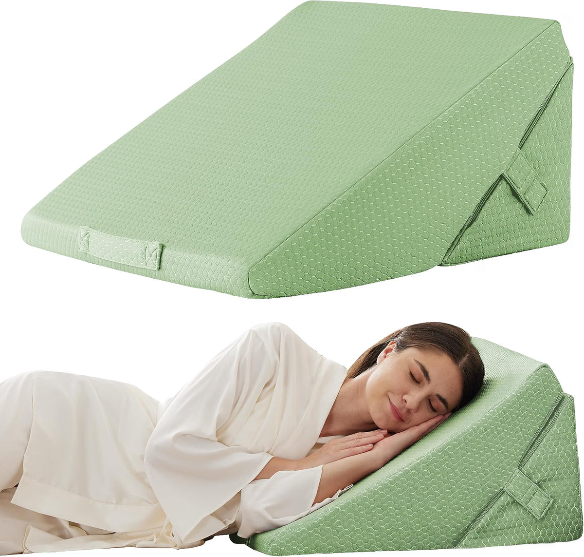 Juego de almohadas de cuña plegables ajustables de 9 y 12 pulgadas, triangular, de espuma viscoelástica ortopédica, almohadas elevadas 7 en 1 para apoyo de piernas y espalda