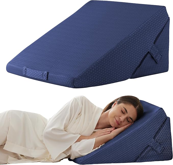 Juego de almohadas de cuña plegables ajustables de 9 y 12 pulgadas, triangular, de espuma viscoelástica ortopédica, almohadas elevadas 7 en 1 para apoyo de piernas y espalda