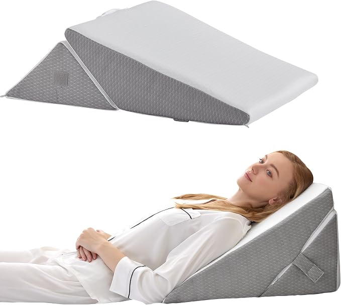 Juego de almohadas de cuña plegables ajustables de 9 y 12 pulgadas, triangular, de espuma viscoelástica ortopédica, almohadas elevadas 7 en 1 para apoyo de piernas y espalda