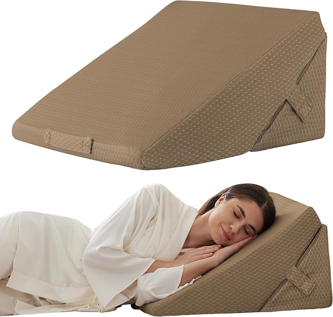 Juego de almohadas de cuña plegables ajustables de 9 y 12 pulgadas, triangular, de espuma viscoelástica ortopédica, almohadas elevadas 7 en 1 para apoyo de piernas y espalda