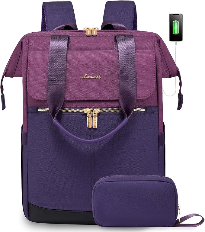 LOVEVOOK Mochila para laptop, mochila de trabajo convertible bolso con puerto USB, Colorido