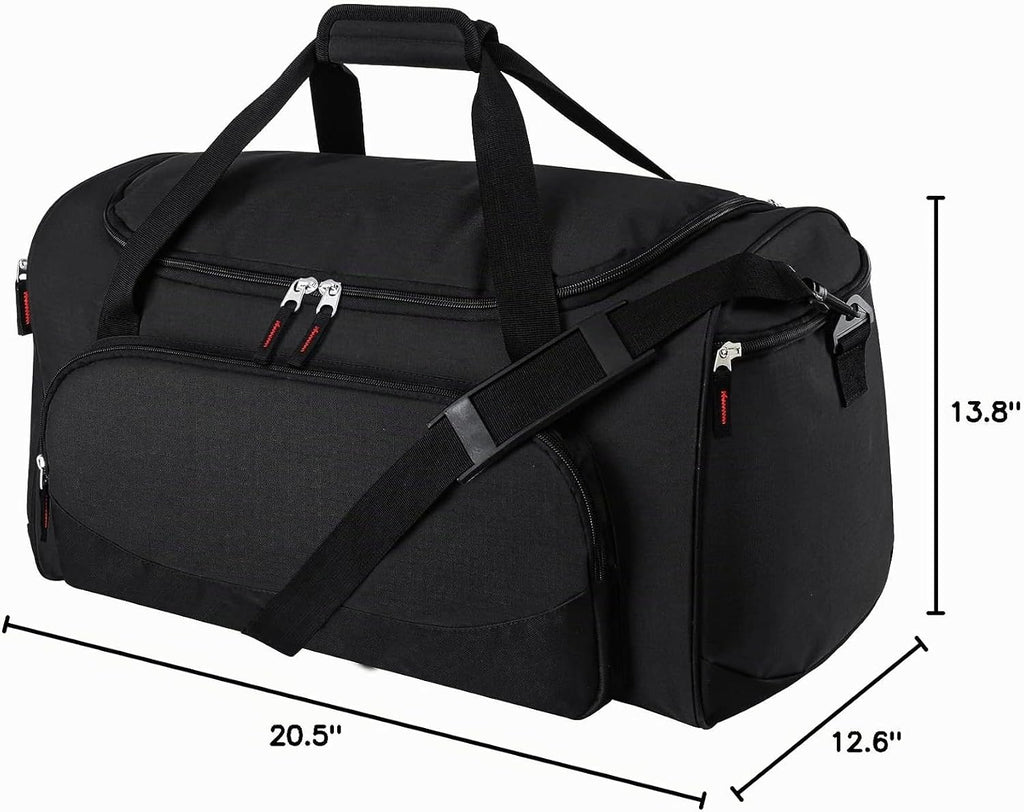 Bolsa de gimnasio Uarition - Bolsa de lona grande de 55 L negra duradera para viajes, entrenamiento, fitness y deporte, Negro