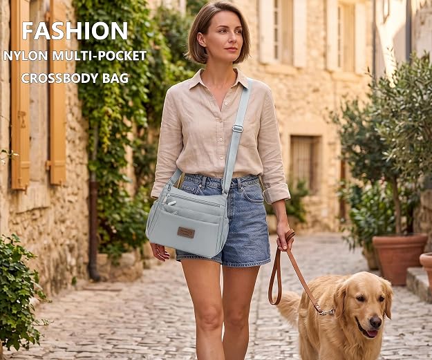Bolsos cruzados de nailon para mujer, bolsos impermeables con múltiples bolsillos