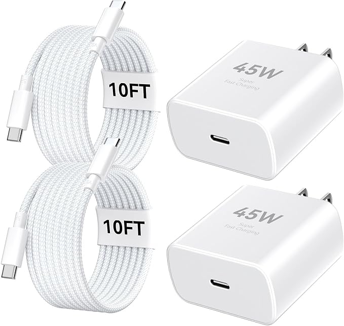 Cargador para iPhone 17, 16, 15 Pro Max, carga rápida, cargador USB C de 45 W, cable de carga rápida de 3 metros