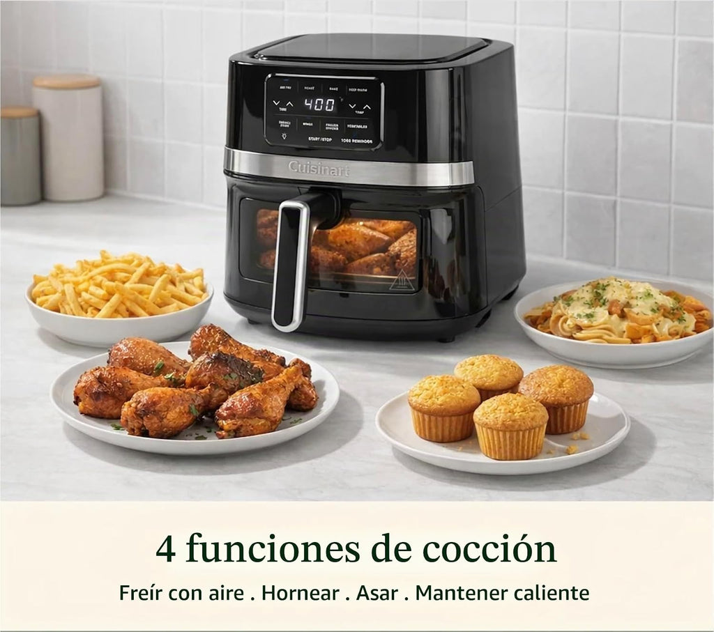 Cuisinart Freidora de aire, freidora de cesta de 4.5 cuartos con 4 funciones de cocción para freír al aire, asar, hornear y mantener el calor