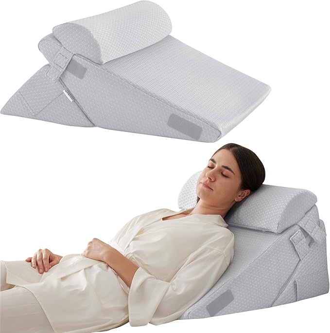 Juego de 3 almohadas ortopédicas de cuña, triangular, plegable, de 9 y 12 pulgadas, para cama, posoperatorio de espalda, piernas y rodillas, dormir, reflujo ácido, ronquidos