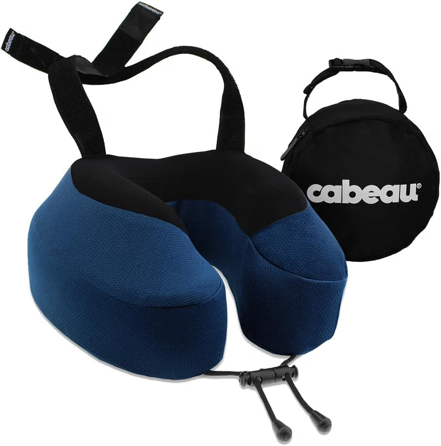 Cabeau Evolution S3 - Almohada de viaje en avión para vuelos largos, espuma viscoelástica de apoyo con correas de asiento para asegurar tu cabeza y cuello y proporciona soporte de 360°