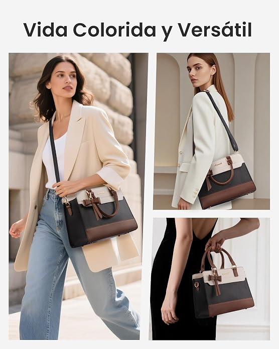 LOVEVOOK Carteras para mujeres, Bolso tote de cuero y carteras, Bolso bandolera cruzado con asa superior con cremallera