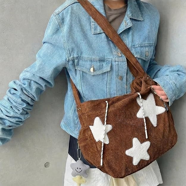 Bolso de mano con forma de estrella, diseño de mensajero estético, bolso de mano de gran capacidad, bolso de hombro casual cruzado
