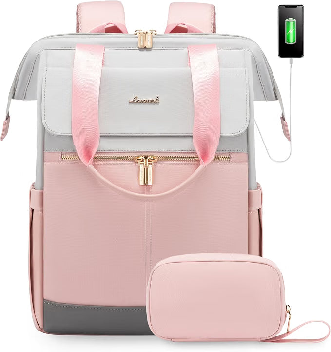 LOVEVOOK Mochila para laptop, mochila de trabajo convertible bolso con puerto USB, Colorido