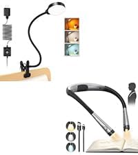 Glocusent Luz de libro, luz de cuello flexible, luz de libro para l...
