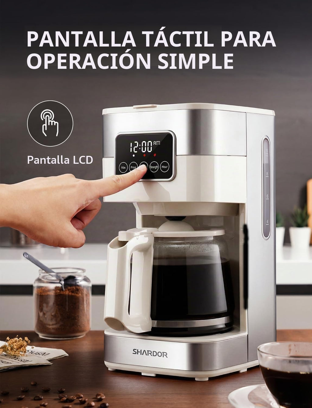 SHARDOR Cafetera programable de 10 tazas, cafetera de goteo regular y fuerte para el hogar y la oficina, apagado automático, filtro permanente