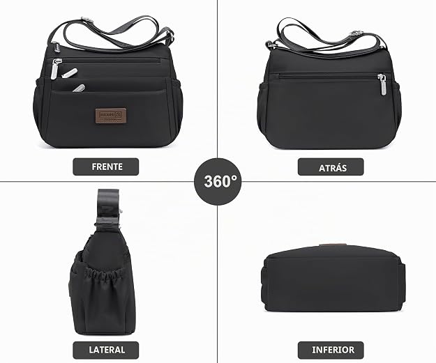 Bolsos cruzados de nailon para mujer, bolsos impermeables con múltiples bolsillos