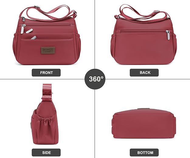 Bolsos cruzados de nailon para mujer, bolsos impermeables con múltiples bolsillos