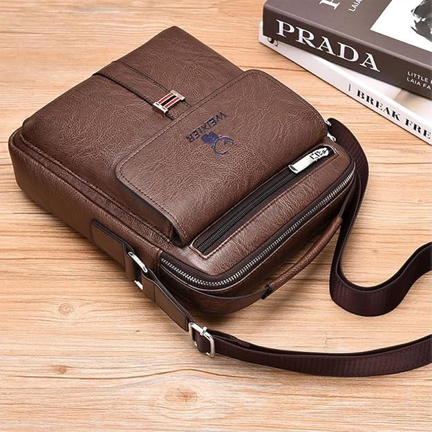 Bolsa de mensajero para hombres, bolso cruzado de hombro, cartera pequeña vintage de cuero PU, cartera maletín, bolsa lateral, bolso de mano cruzado