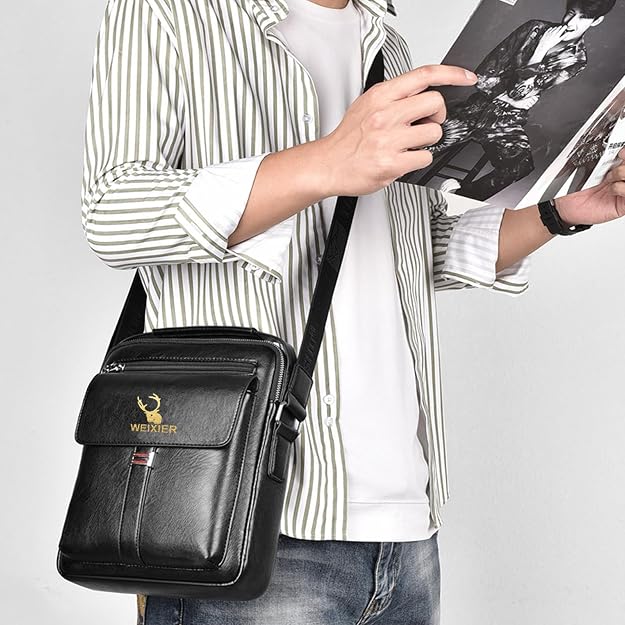 Bolsa de mensajero para hombres, bolso cruzado de hombro, cartera p...