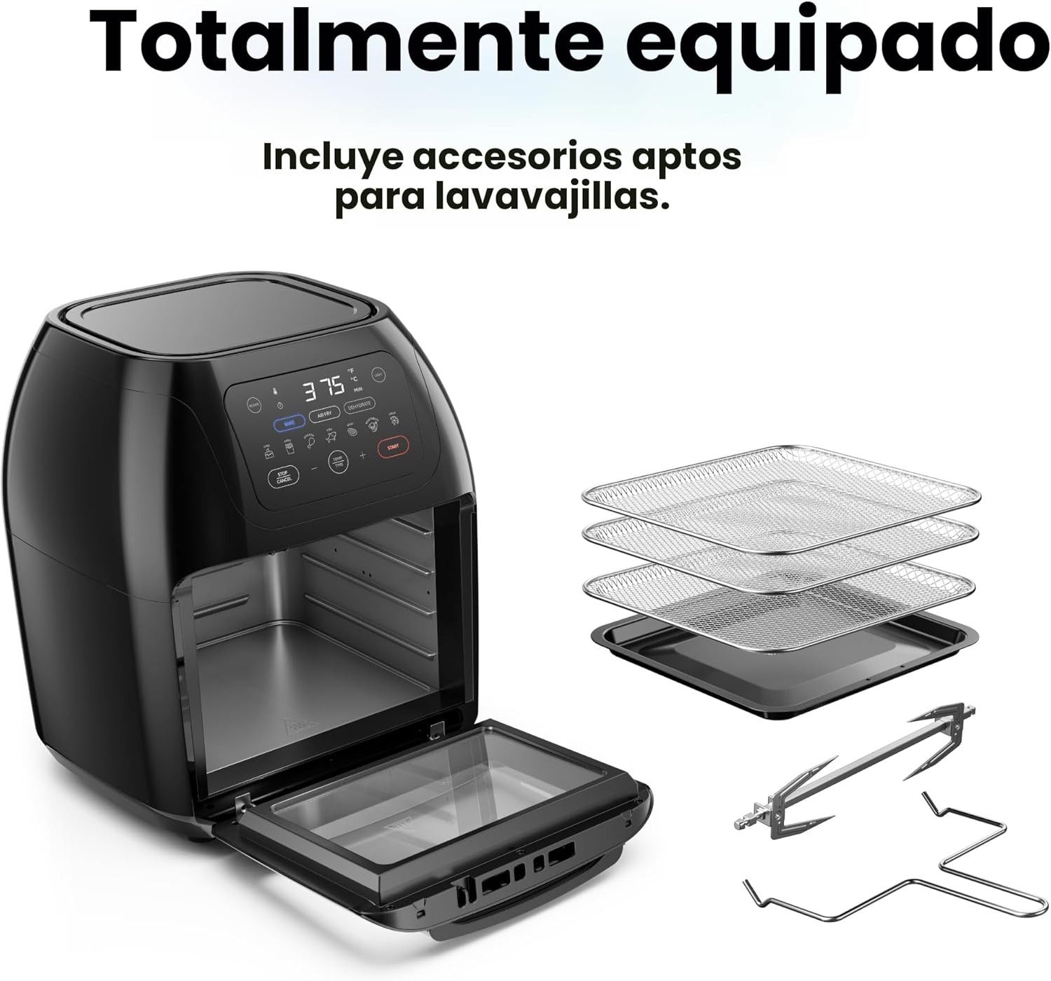 CHEFMAN Freidora de aire digital multifuncional+ asador, deshidratador, horno de convección, 17 ajustes preestablecidos de pantalla táctil para freír, asar, deshidratar, hornear