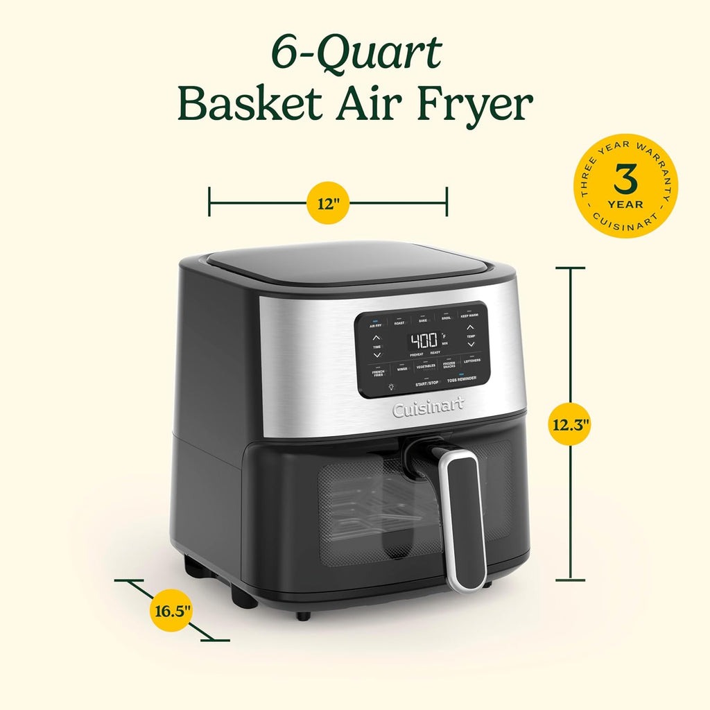 Cuisinart Freidora de aire, freidora grande de 6 cuartos de galón