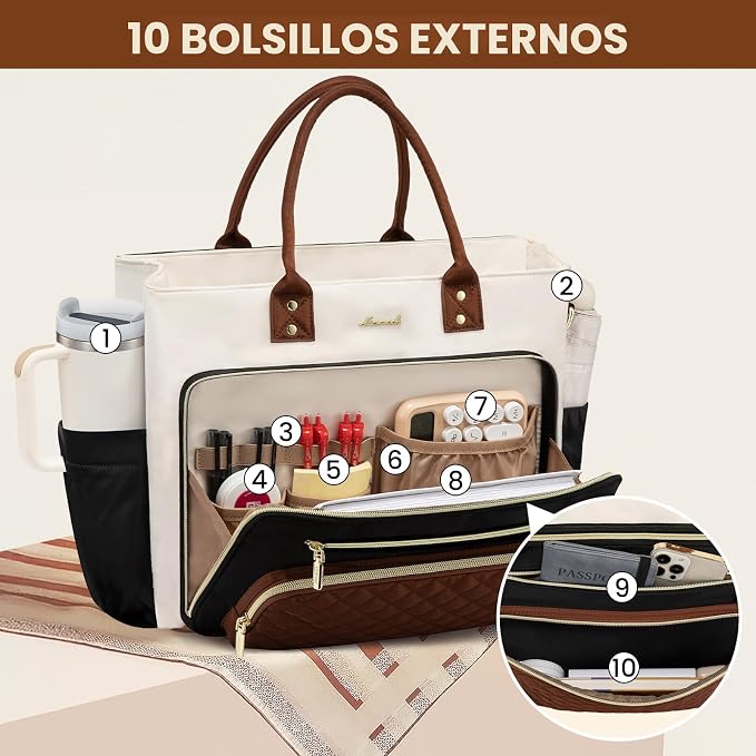 LOVEVOOK Bolso de Profesora para Mujer, Bolso de Mano para Trabajo,...