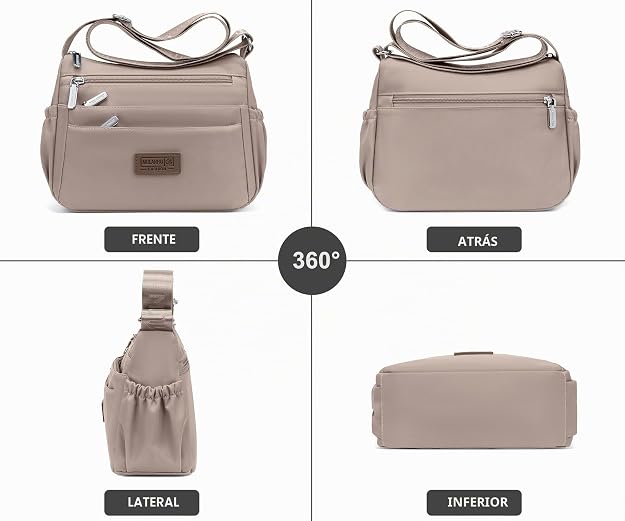 Bolsos cruzados de nailon para mujer, bolsos impermeables con múltiples bolsillos