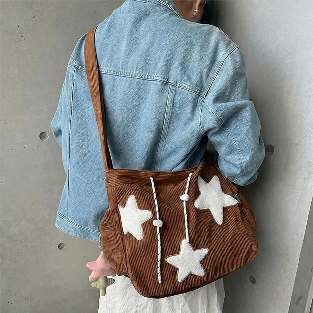 Bolso de mano con forma de estrella, diseño de mensajero estético, bolso de mano de gran capacidad, bolso de hombro casual cruzado